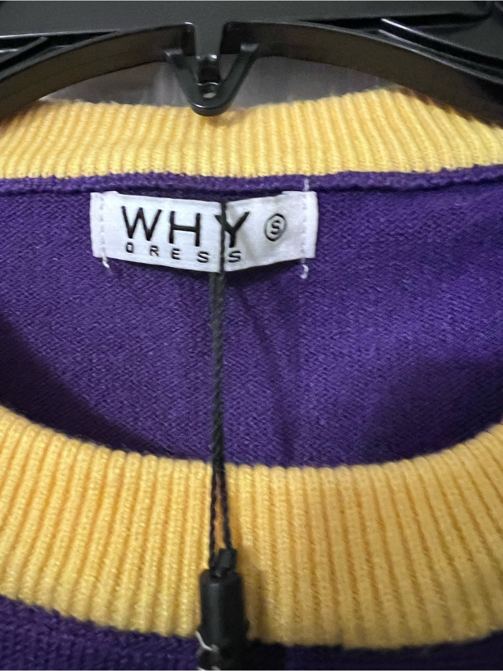 WHY DRESS Purple Knit Crop Sweater with Gold Script Detail GAMEDAY Football - Picture 4 of 5
